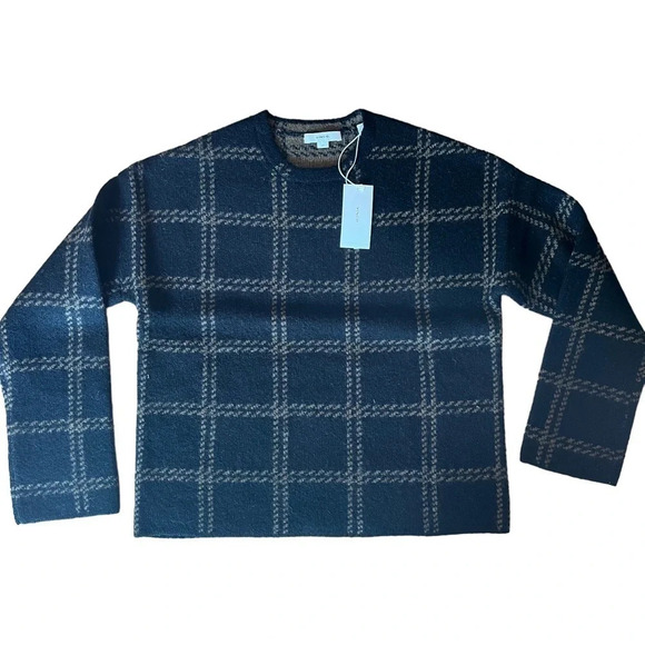 NWT Vince Windowpane Plaid Alpaca & Wool Pullover Sweater Size S - Picture 3 of 8